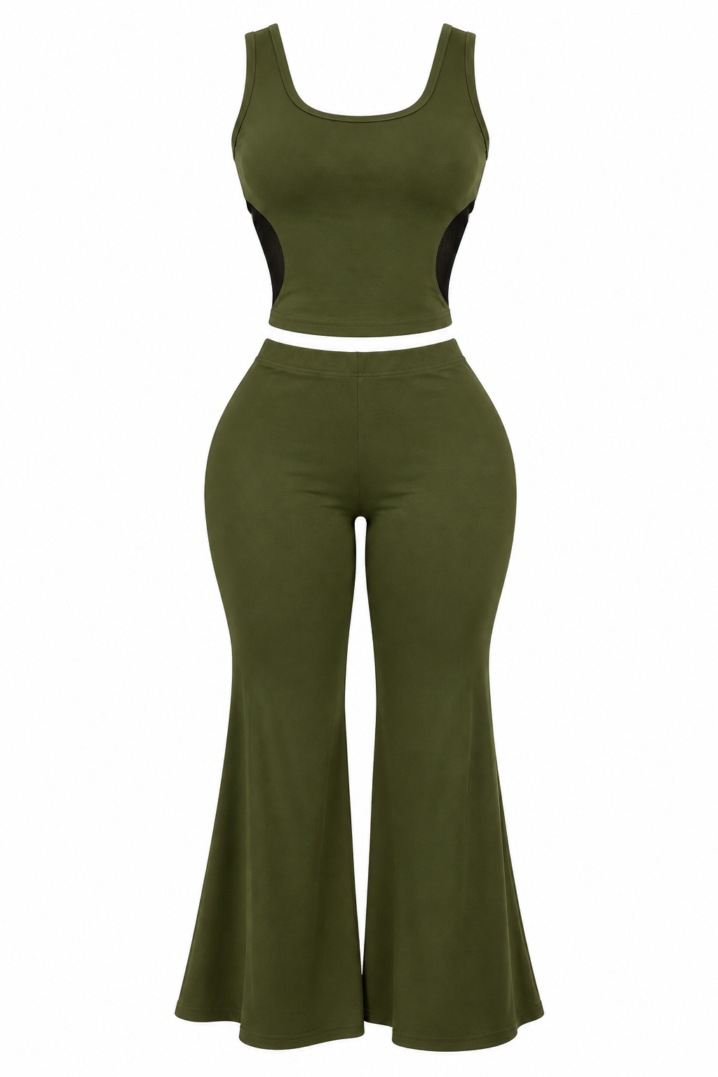 Olive Cutout Flare Set