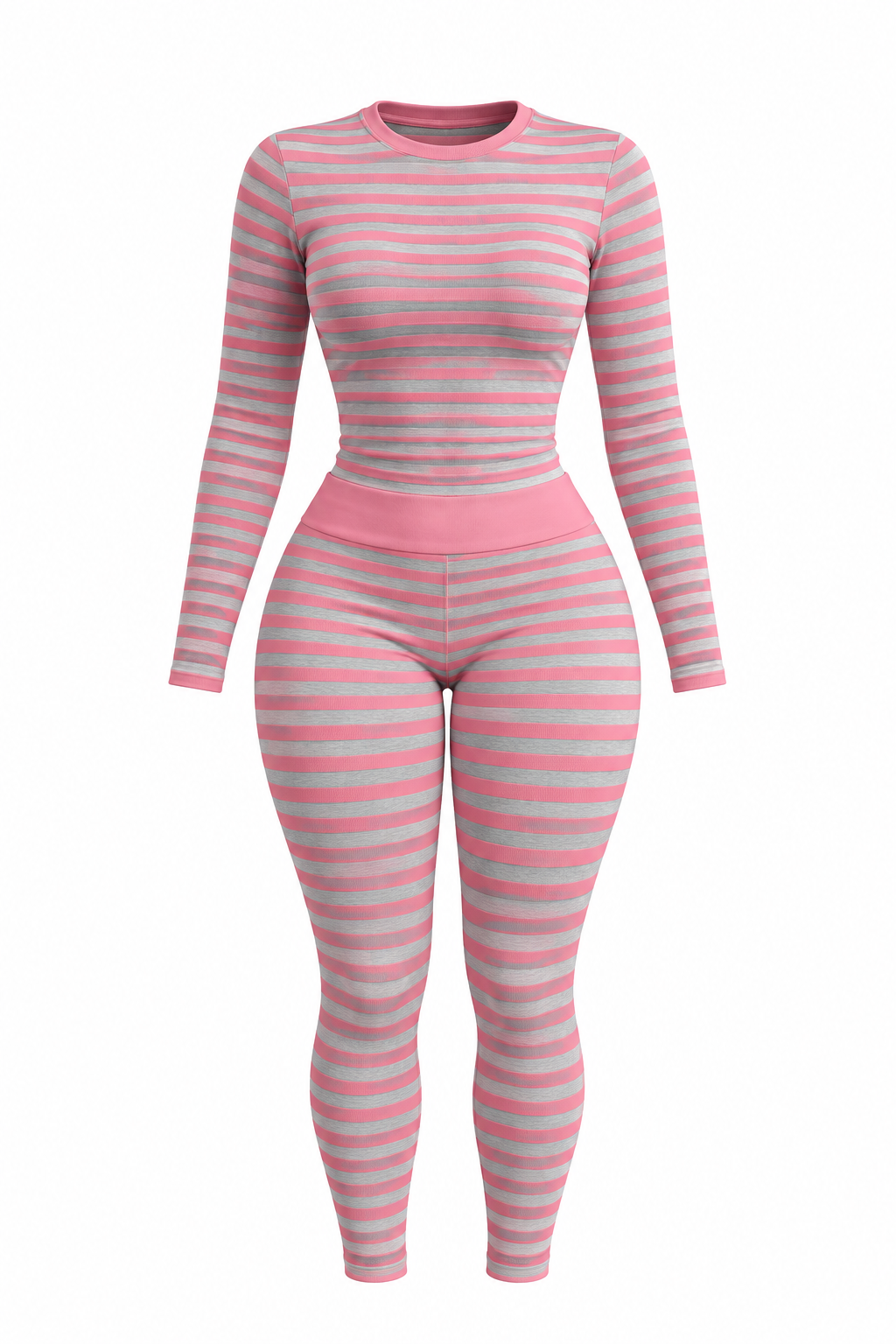 Pink Stripe Pants Set