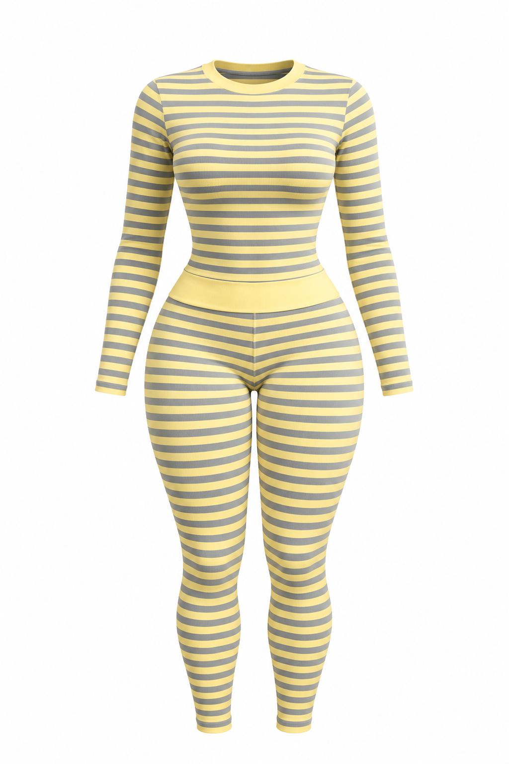 Yellow Stripe Pants Set