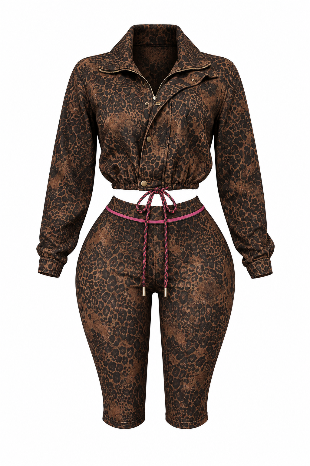 Leopard Print Jacket Set