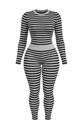 Black Stripe Pants Set