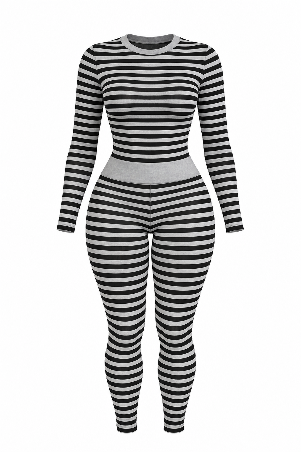 Black Stripe Pants Set