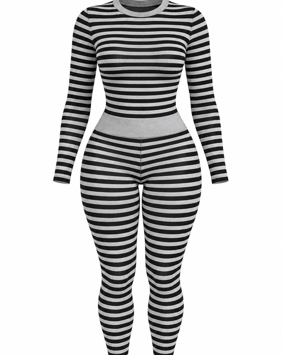 Black Stripe Pants Set