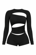 Cutout Long Sleeve Romper