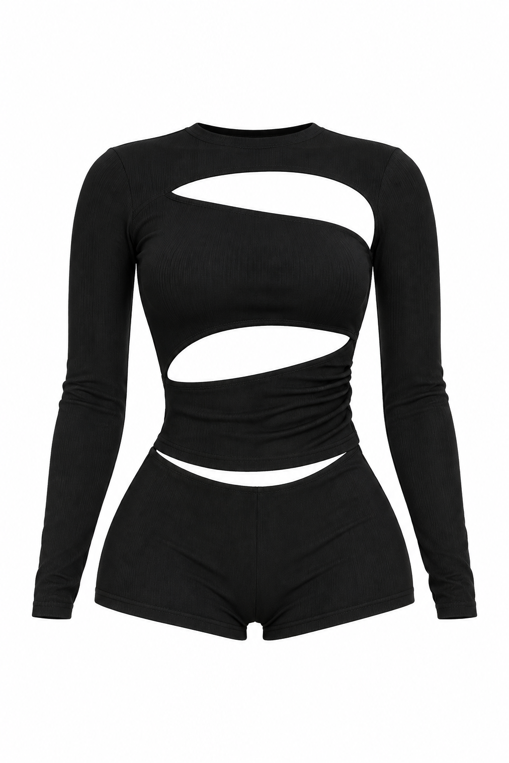 Cutout Long Sleeve Romper