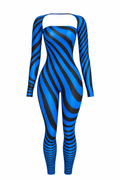 Blue Swirl Print Jumpsuit Set